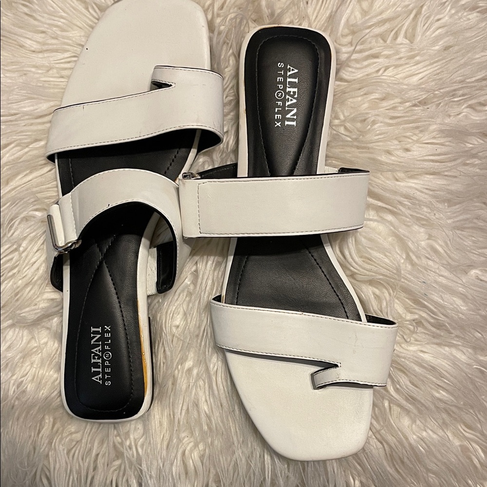 Alfani Women's White and Black Sandals
